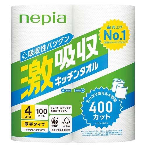 ネピア 激吸収 キッチンタオル(100カット*4ロール) × 12個 キッチンペーパー 台所 油取り
