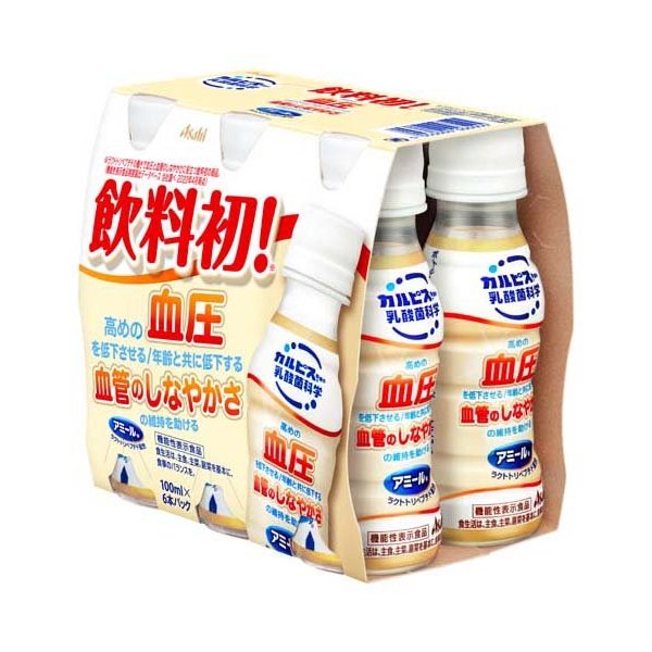 アサヒ飲料 カルピス アミールW 100ml×6本 × 5個 小型飲料 血管 血圧 乳酸菌飲料 乳酸菌