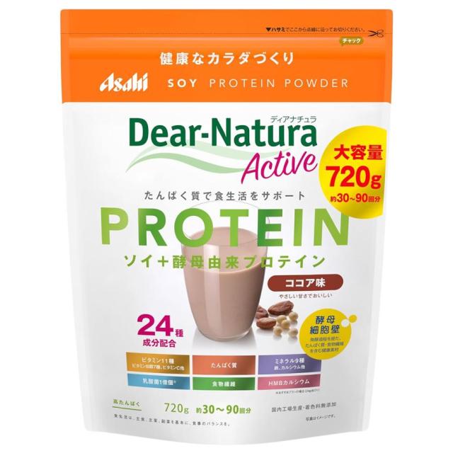アサヒグループ食品 ディアナチュラアクティブソイプロテイン ココア味 (720g) 大容量 大豆 たんぱく質 飲料 顆粒 サプリメント 筋トレ ダイエット ボディメイク 健康食品  サプリ 健康管理 食物繊維 ビタミン ミネラルの通販は 5,454円