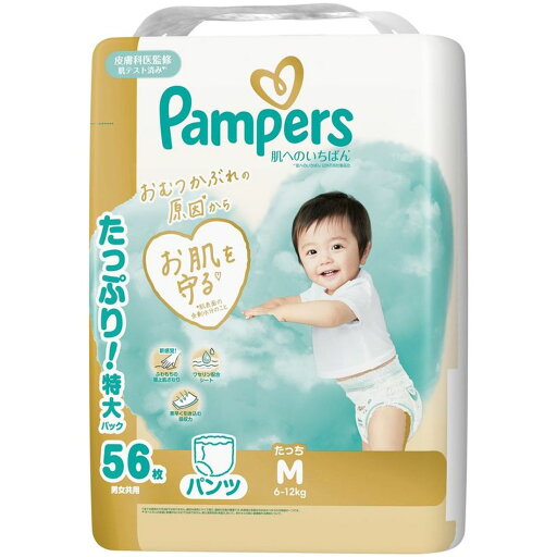 「P&amp;Gジャパン」 パンパース 肌へのいちばんパンツ ウルトラジャンボ M たっち 56枚(6-12kg) × 4個 おむつ オムツ おしりふき ベビーケア