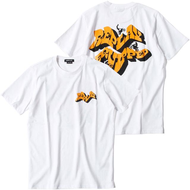 バイカープリント オーガニックコットン Tシャツ メンズ 半袖（リプレイ/REPLAY）