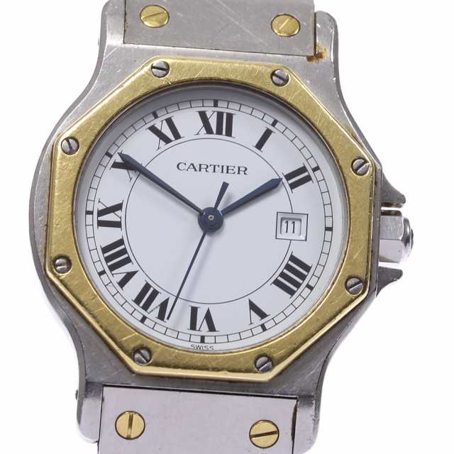 ベルト訳あり 【CARTIER】カルティエ サントスオクタゴンMM デイト