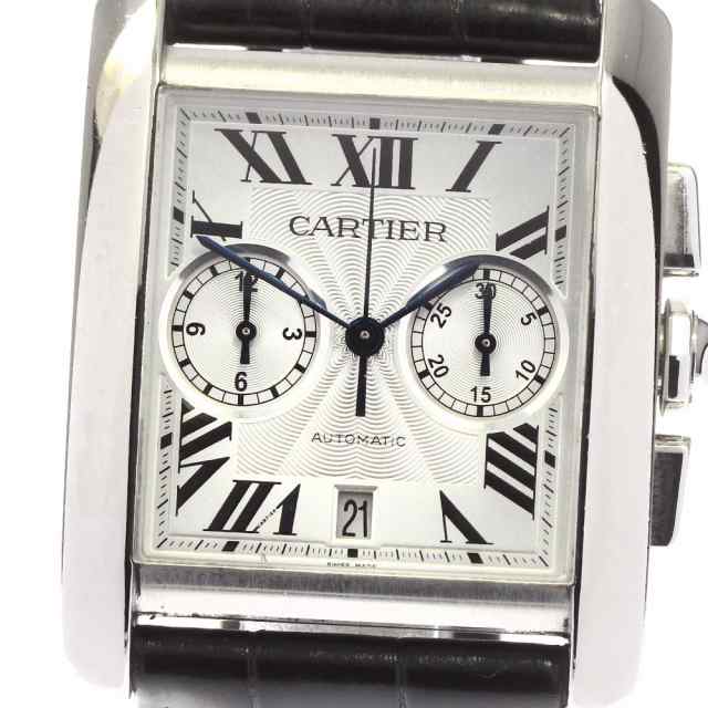 【本物保証】 箱・保付 超美品 カルティエ CARTIER タンクMC メンズ 自動巻き オートマ 腕時計 クロノグラフ 裏スケ W5330007