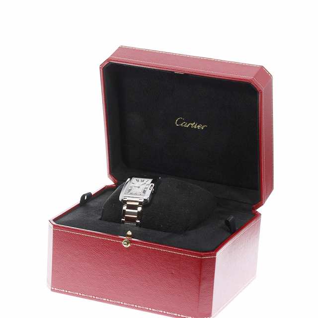 ☆良品★内箱付き【CARTIER】カルティエ タンクアングレーズMM PGコンビ  W5310043 クォーツ ボーイズ_713210【ev20】