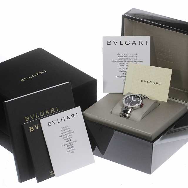 ☆美品★箱・保証書付き【BVLGARI】ブルガリ ルチェア デイト 11Pダイヤ LU33C3SSD/11 自動巻き レディース_715025【ev20】