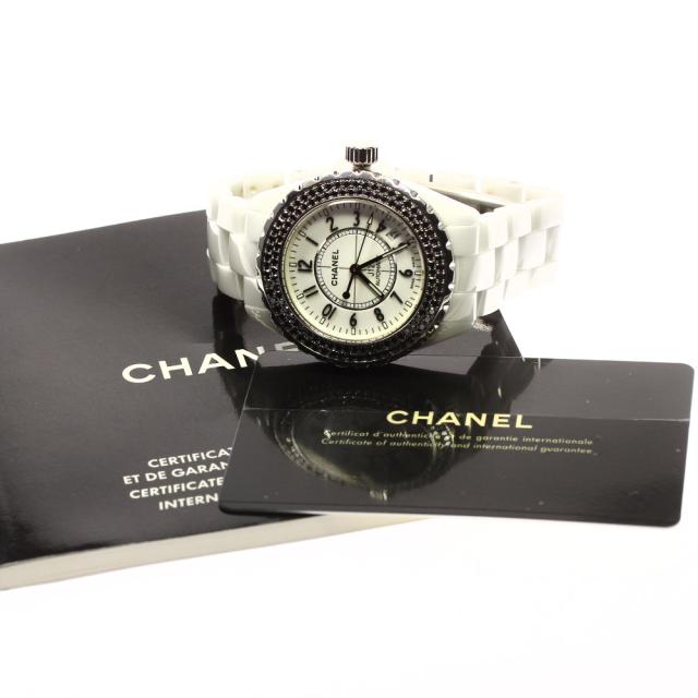 ☆良品 ☆保証書付き【CHANEL】シャネル J12 ブラックダイヤベゼル 白