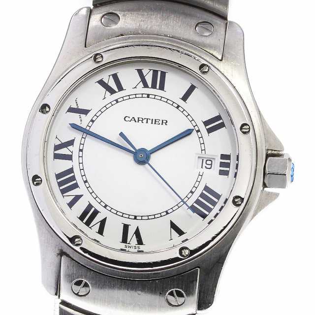 ベルト訳あり 【CARTIER】カルティエ サントスクーガー MM デイト