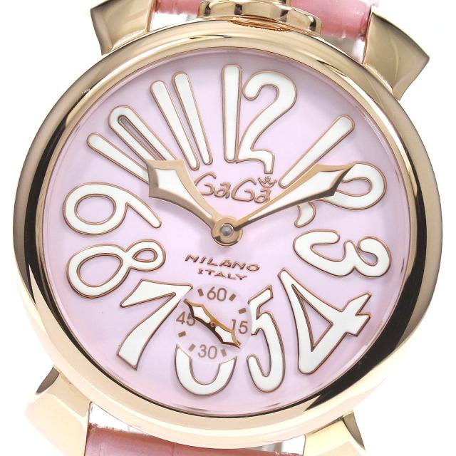 GaGa 手巻き腕時計マニュアーレ48 スモセコ白文字盤