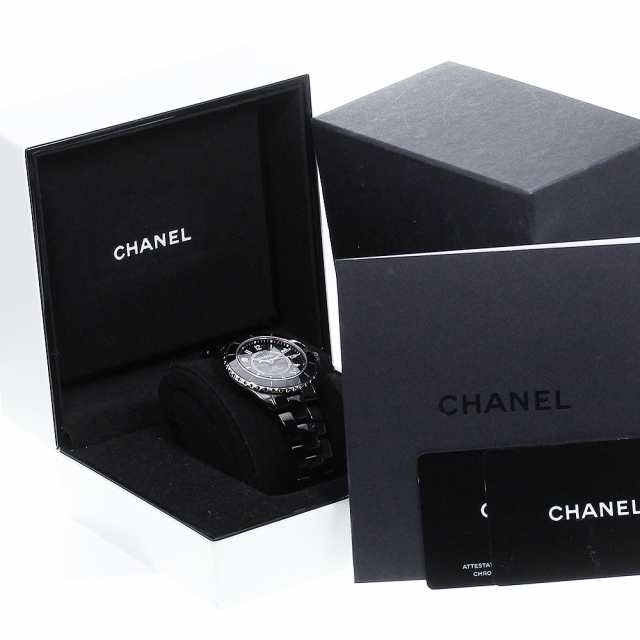 シャネル CHANEL H5697 J12 黒セラミック デイト 自動巻き メンズ 良品 箱・保証書付き_760519