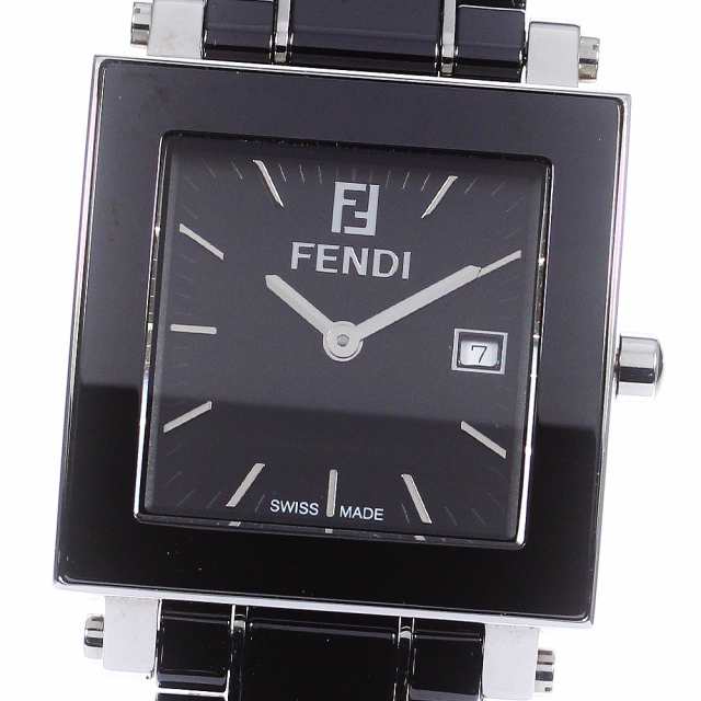 フェンディ FENDI 6200G クアドロ デイト クォーツ レディース 良品 箱