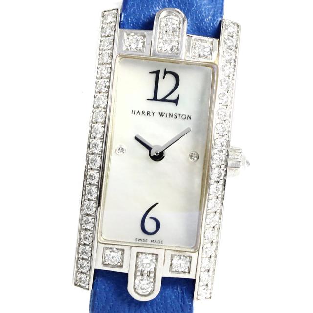 ハリーウィンストン HARRY WINSTON 332LQW アヴェニュー K18WG ダイヤベゼル 2P クォーツ レディース _759197