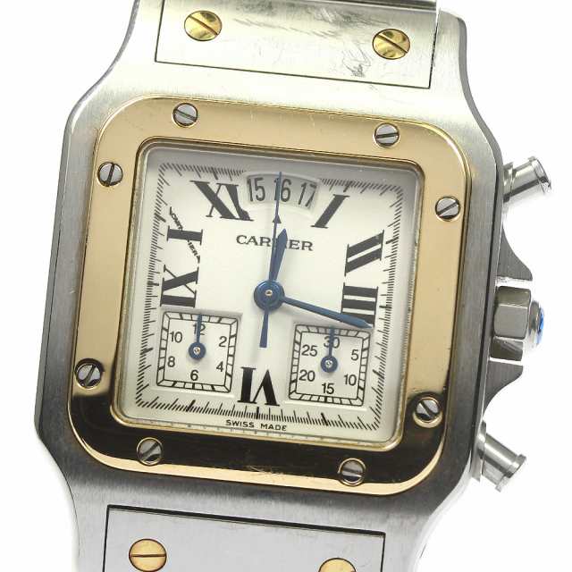 カルティエ CARTIER W20042C4 サントスガルベ LM クロノリフレックス YGコンビ クォーツ メンズ _769336の通販は