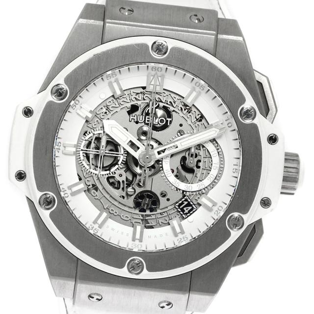 ウブロ HUBLOT 701.NE.0127.GR キングパワー ウニコ チタニウム クロノグラフ メンズ ストラップ交換済！ 良品 _781035【ev15】の通販は 429,412円