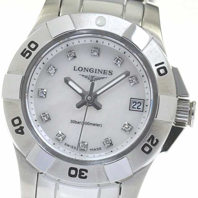 ロンジン LONGINES L3.198.4 ハイドロ コンクエスト 11Pダイヤ クォーツ レディース 美品 _815757