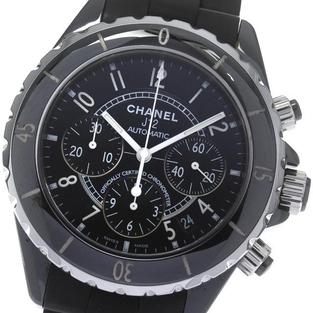 シャネル CHANEL H0939 J12 黒セラミック クロノグラフ 自動巻き メンズ 良品 _813228の通販は