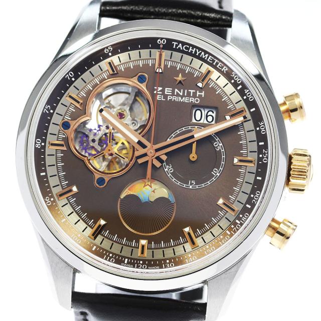 ゼニス ZENITH 51.2161.4047 エルプリメロ クロノマスター オープン ムーン＆サンフェイズ 自動巻き メンズ 箱・保証書付き_831632の通販は