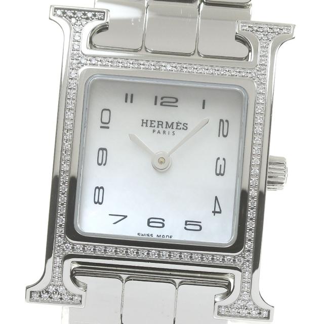 エルメス HERMES HH1.235 Hウォッチ PM ダイヤベゼル クォーツ レディース 極美品 箱・保証書付き_834710の通販は