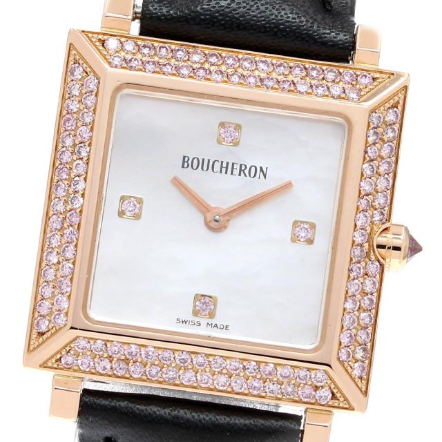 ブシュロン Boucheron ディアマン K18PG 4P ピンクダイヤベゼル クォーツ レディース 良品 内箱付き_843275の通販は