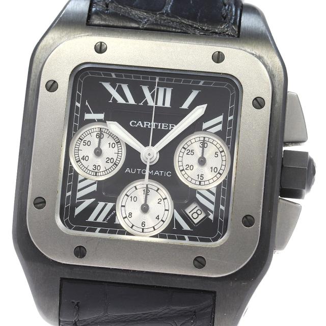 カルティエ CARTIER W2020005 サントス100LM クロノグラフ 自動巻き メンズ 良品 保証書付き_839962の通販は