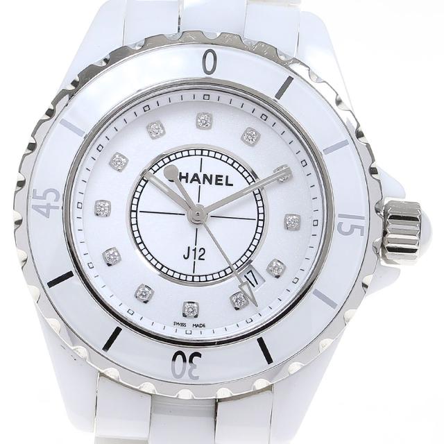 シャネル CHANEL H1628 J12 33MM 白セラミック 12Pダイヤ クォーツ レディース 良品 _844255の通販は 197,890円
