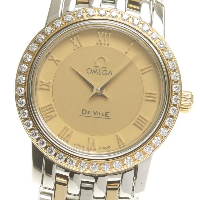 オメガ OMEGA 413.25.22.60.08.001 デビル プレステージ YGコンビ ダイヤベゼル クォーツ レディース 良品 箱・保証書付き_840553の通販は