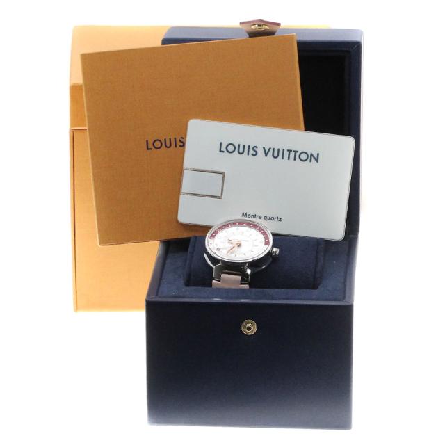 ルイ・ヴィトン LOUIS VUITTON QA106 タンブール ムーンデュアルタイムMM クォーツ レディース 箱付き_846855【ev20】 ルイ・ヴィトン LOUIS VUITTON QA106 タンブール ムーンデュアルタイム