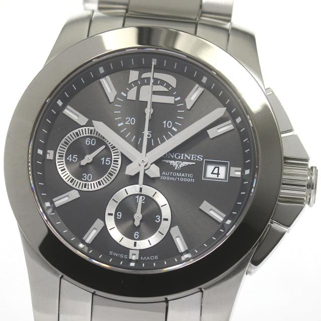 訳あり ロンジン LONGINES L3.661.4 コンクエスト クロノグラフ 自動巻き メンズ 保証書付き_844835の通販は