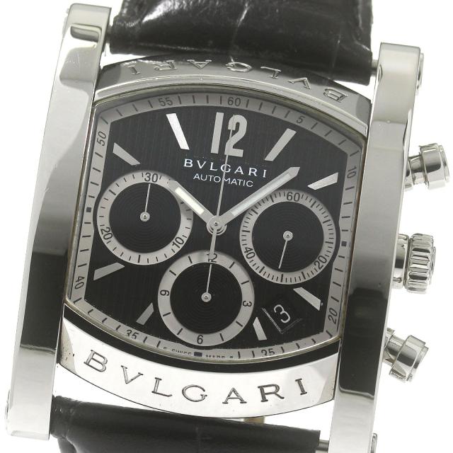 ブルガリ BVLGARI AA48SCH アショーマ クロノグラフ デイト 自動巻き メンズ 保証書付き_845325の通販は