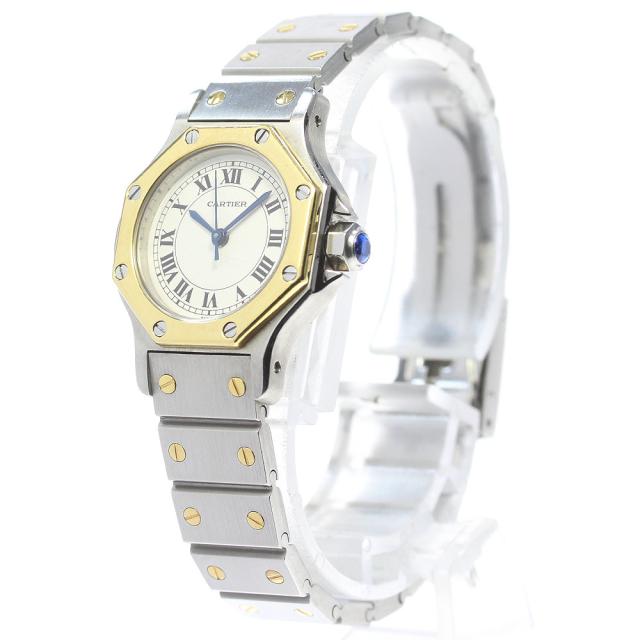 訳あり カルティエ CARTIER サントスオクタゴンSM YGコンビ デイト クォーツ レディース _861730の通販は