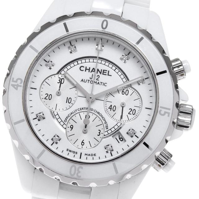 シャネル CHANEL H2009 J12 白セラミック 9Pダイヤ クロノグラフ 自動巻き メンズ 保証書付き_846891の通販は