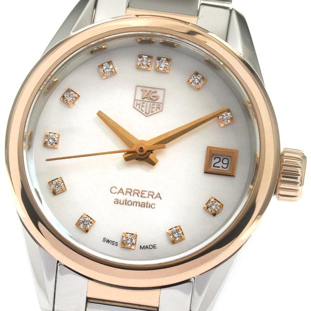 タグホイヤー TAG HEUER WAR2452 カレラ SS/PG キャリバー9 12Pダイヤ デイト 自動巻き レディース 良品 _864575 タグホイヤー TAG HEUER WAR2452 カレラ SS/PG キャリバー9 12Pダイヤ
