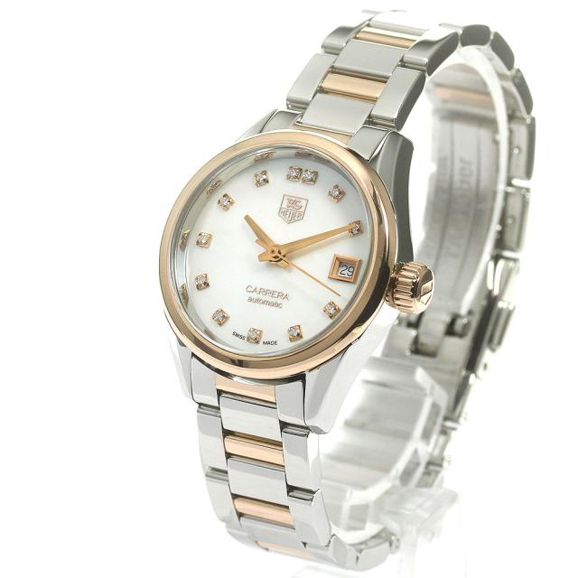 タグホイヤー TAG HEUER WAR2452 カレラ SS/PG キャリバー9 12Pダイヤ デイト 自動巻き レディース 良品 _864575 タグホイヤー TAG HEUER WAR2452 カレラ SS/PG キャリバー9 12Pダイヤ