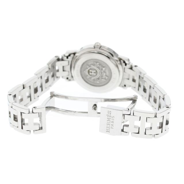 168-3☆美品☆ HERMES クリッパー CL4.210 腕時計 白文字盤 エルメス HERMES 腕時計 クリッパー CL4.210 デイト ホワイト文字盤 SS