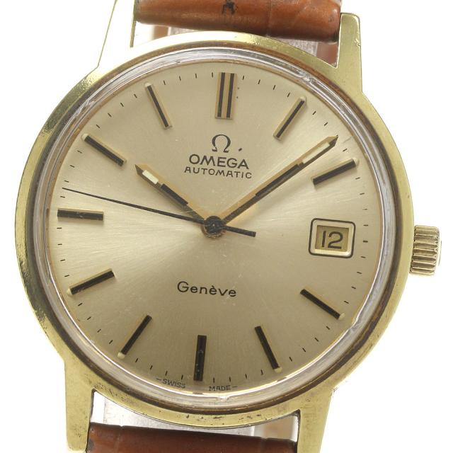 【稼働品】OMEGA Geneve 自動巻 ケース幅35mm ケースのみ アンティーク オメガ OMEGA 166.0163 ジュネーブ デイト cal.1012 自動巻き メンズ