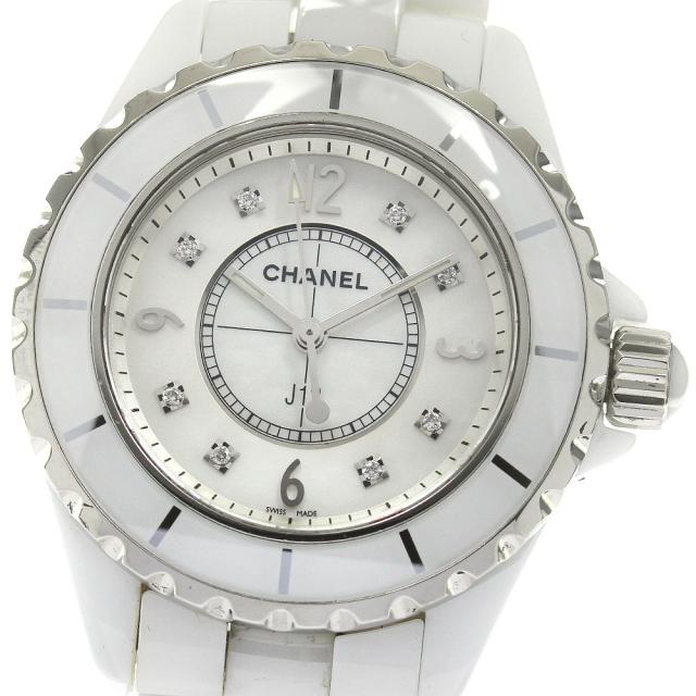シャネル CHANEL H2422 J12 33ｍｍ 白セラミック 8Pダイヤ クォーツ レディース _867060