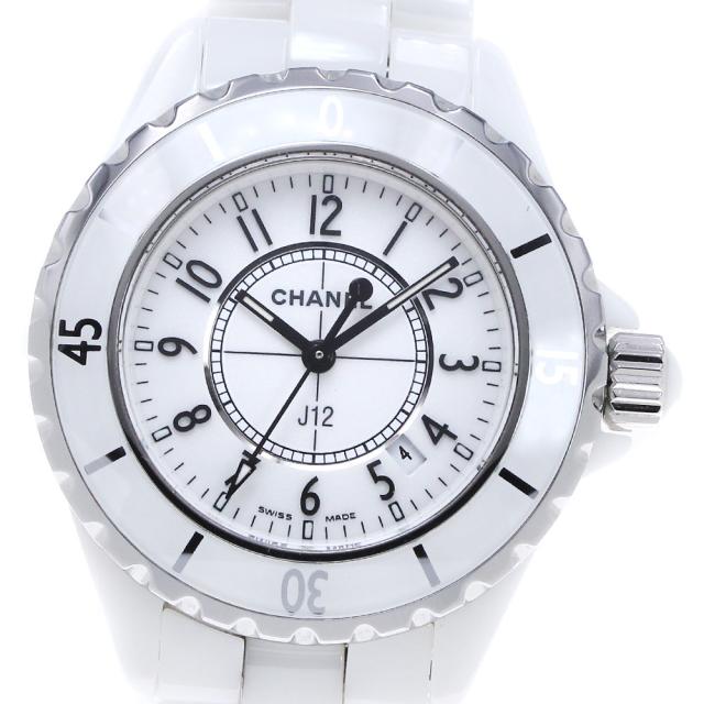 シャネル CHANEL H0968 J12 33ｍｍ 白セラミック デイト クォーツ レディース _868335の通販は