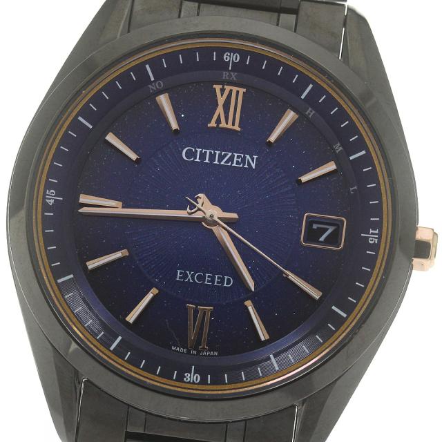 シチズン CITIZEN AS7164-99L/H113-T026478 エクシード コズミックブルー チタニウム技術50周年記念 デイト メンズ 良品 箱付き_868006