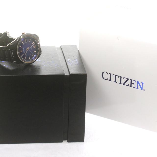 シチズン CITIZEN AS7164-99L/H113-T026478 エクシード コズミックブルー チタニウム技術50周年記念 デイト メンズ 良品 箱付き_868006_1