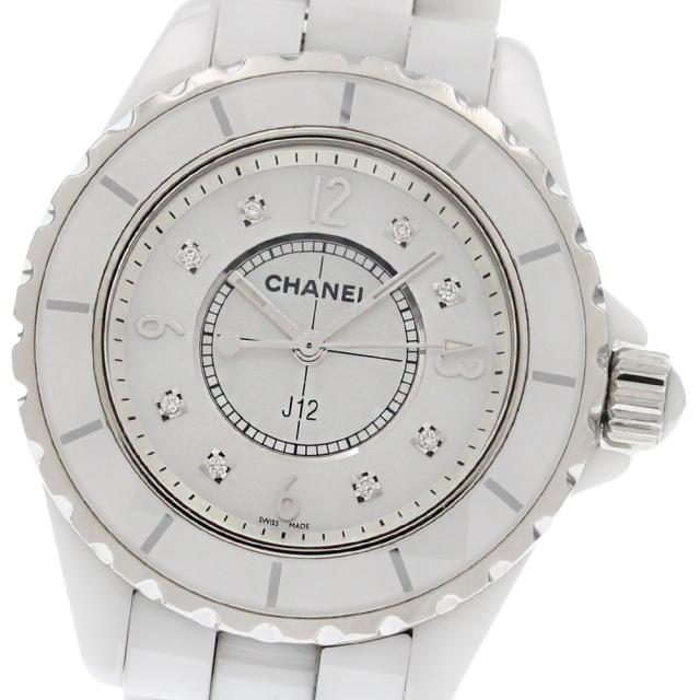 シャネル CHANEL H2422 J12 33ｍｍ 白セラミック 8Pダイヤ クォーツ レディース 保証書付き_868220