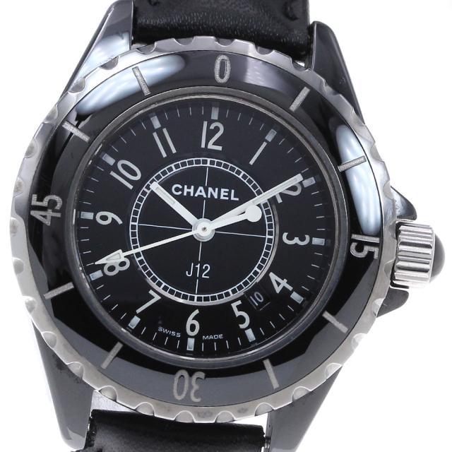 シャネル CHANEL H0680 J12 黒セラミック デイト クォーツ レディース 良品 _868385の通販は