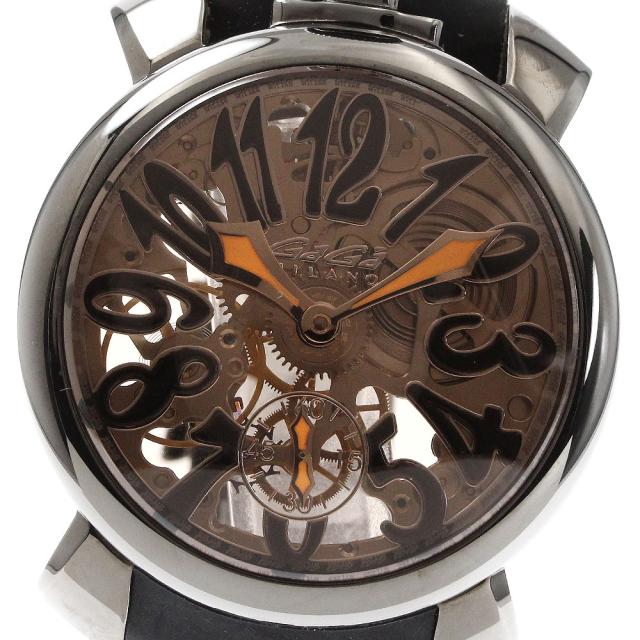 ガガミラノ GaGa MILANO 5312.02.OR マヌアーレ48MM スケルトン 手巻き メンズ 美品 保証書付き_870232