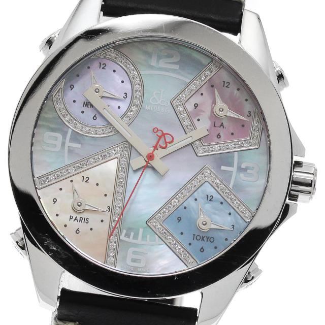 ジェイコブ JACOB&CO 5タイムゾーン ダイヤベゼル クォーツメンズ