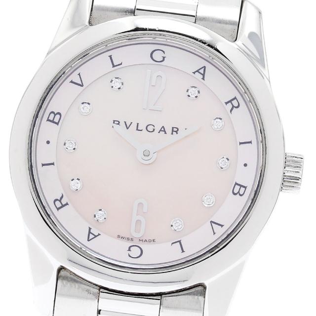 ブルガリ BVLGARI ST30S ソロテンポ 10Pダイヤ ピンクシェル クォーツ レディース _849151