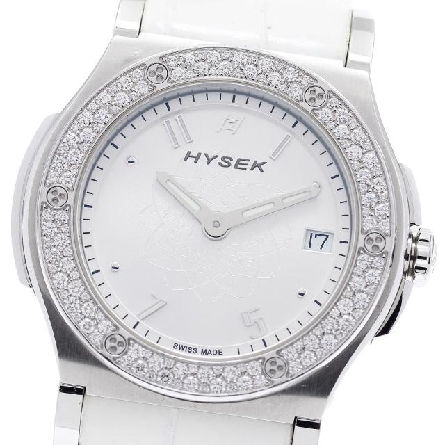 ハイゼック HYSEK AB3813A05 アビス ダイヤベゼル デイト クォーツ レディース 箱・保証書付き_879741