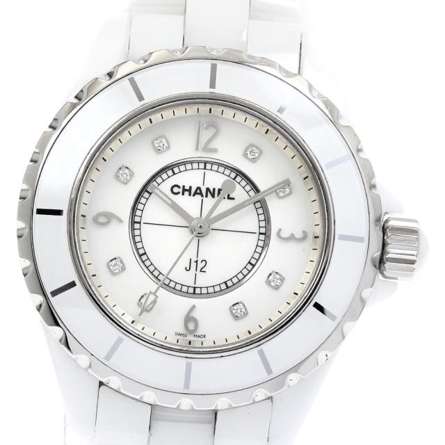 シャネル CHANEL H2422 J12 33ｍｍ 白セラミック 8Pダイヤ クォーツ レディース 保証書付き_882759