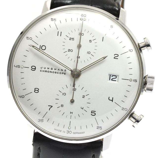 訳あり ユンハンス JUNGHANS 027/4800.00 マックスビル クロノスコープ デイデイト 自動巻き メンズ 箱・保証書付き_873116