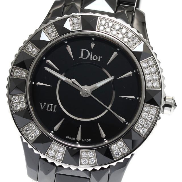 クリスチャンディオール Christian Dior CD1231E1 ディオール？ 黒セラミック ダイヤベゼル クォーツ レディース 良品 _895056