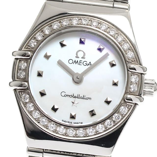 オメガ OMEGA 1475.71 コンステレーション マイチョイス ダイヤベゼル ホワイトシェル文字盤 クォーツ レディース _894085