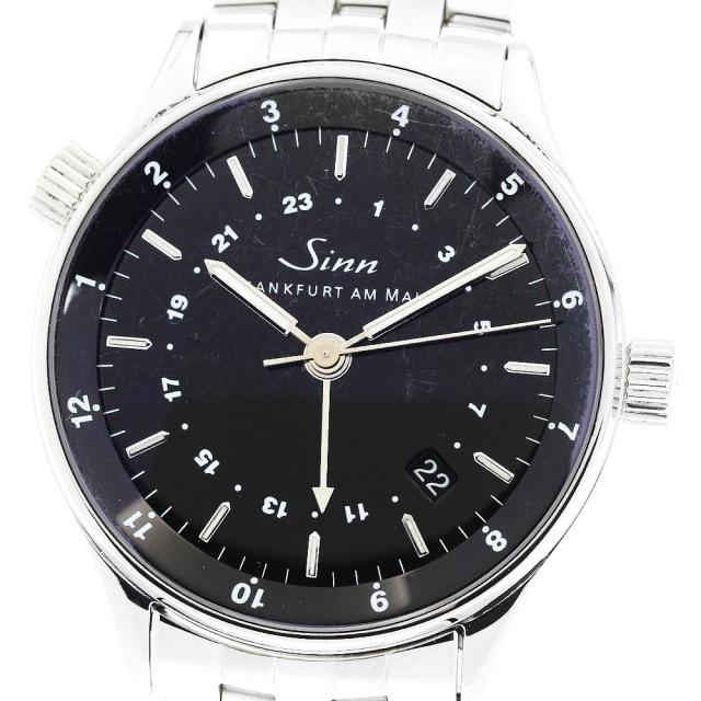 ジン Sinn 6060 ファイナンシャルウォッチ デイト デュアルタイム 自動巻き メンズ 箱・保証書付き_897443