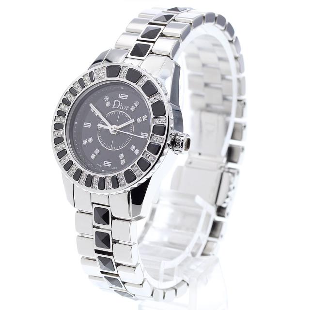 訳あり ディオール Dior CD112116 クリスタル ダイヤベゼル クォーツ  